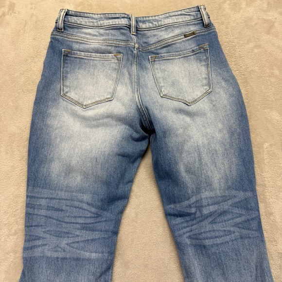 KanCan Jeans Women's 9/28 Milan High Rise Mom Distressed Faded Medium Blue Denim - Picture 8 of 13